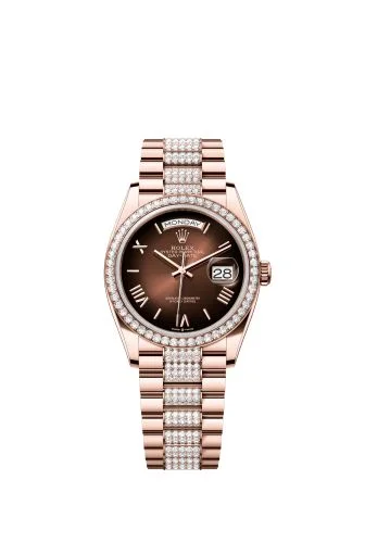 Rolex - 128345RBR-0076 Day-Date 36 Everose Gold / Diamond / Brown Ombré - Roman / President