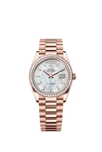 Rolex - 128345RBR-0077 Day-Date 36 Everose Gold / Diamond / MOP - Baguette / President