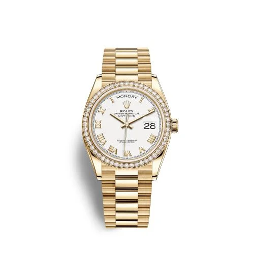 Rolex - 128348RBR-0042 Day-Date 36 Yellow Gold Diamond / White - Roman / President
