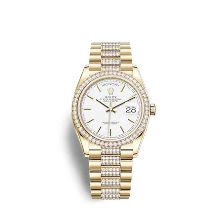 Rolex - 128348RBR-0048 Day-Date 36 Yellow Gold Diamond / White / President - Diamond