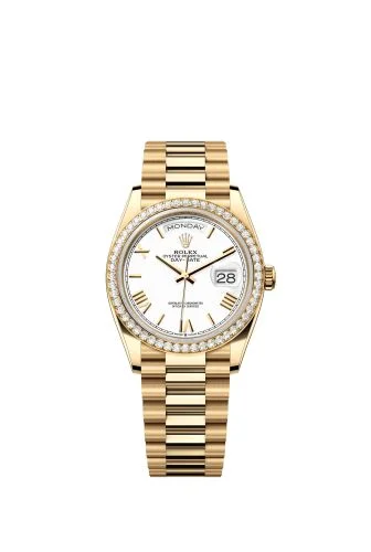 Rolex - 128348RBR-0064 Day-Date 36 Yellow Gold Diamond / White - Roman / President