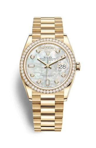 Rolex - 128348RBR-0030 Day-Date 36 Yellow Gold / Diamond / Paved-Rainbow / President