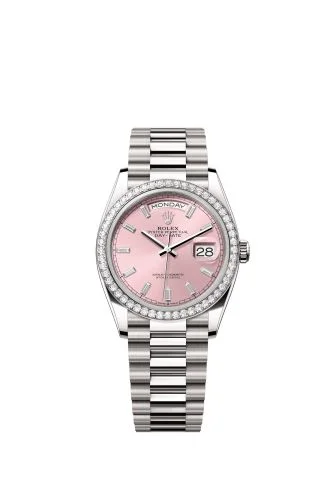 Rolex - 128349RBR-0053 Day-Date 36 White Gold - Diamond / Pink - Baguette / President
