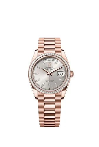 Rolex - 128395TBR-0030 Day-Date 36 Everose Gold - Baguette / Silver - Baguette  / President