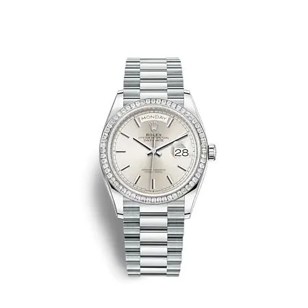 Rolex - 128396TBR-0004 Day-Date 36 Platinum - Baguette / Silver / President