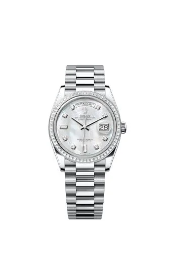 Rolex - 128396TBR-0005 Day-Date 36 Platinum - Baguette / MOP / President