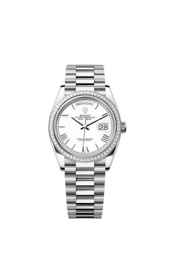 Rolex - 128396TBR-0018 Day-Date 36 Platinum - Baguette / White - Roman / President