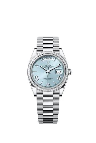 Rolex - 128396TBR-0019 Day-Date 36 Platinum - Baguette / Ice Blue - Roman / President