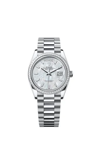 Rolex - 128396TBR-0022 Day-Date 36 Platinum - Baguette / MOP - Baguette / President