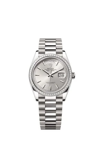 Rolex - 128399TBR-0001 Day-Date 36 White Gold - Baguette / Silver / President