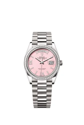 Rolex - 128399TBR-0009 Day-Date 36 White Gold - Baguette / Pink Opal / President