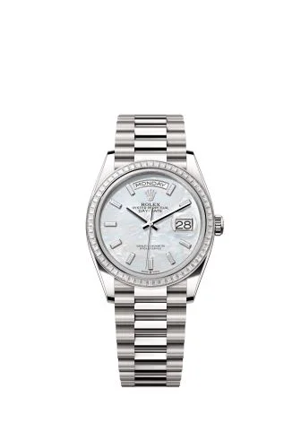Rolex - 128399TBR-0023 Day-Date 36 White Gold - Baguette / MOP - Baguette / President