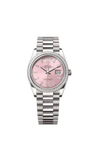 Rolex - 128399TBR-0029 Day-Date 36 White Gold - Baguette / Pink - Baguette / President