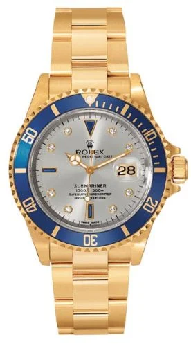 Rolex - 16618 Silver Serti Submariner 16618 Silver Serti