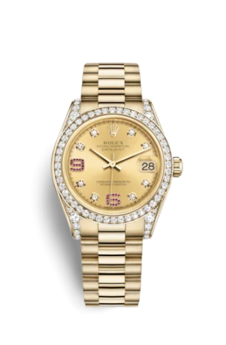 Rolex - 178158-0070 Datejust 31 Yellow Gold Diamond / President / Champagne Diamonds Rubies