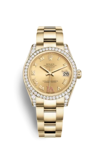 Rolex - 178158-0073 Datejust 31 Yellow Gold Diamond / Oyster / Champagne Roman