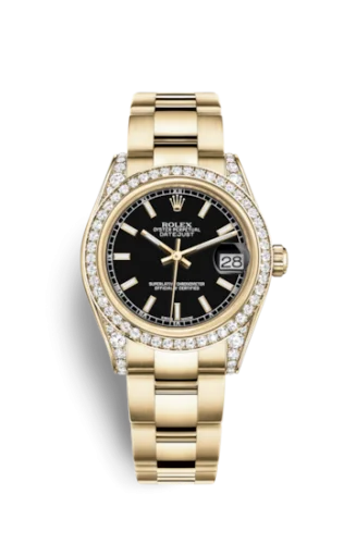 Rolex - 178158-0089 Datejust 31 Yellow Gold Diamond / Oyster / Black