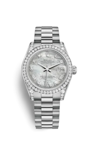 Rolex - 178159-0051 Datejust 31 White Gold Diamond / President / MOP Roman