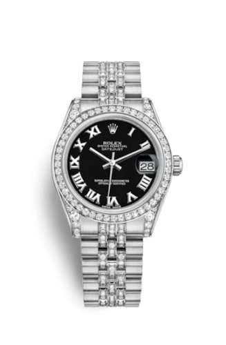 Rolex - 178159-0061 Datejust 31 White Gold Diamond / Jubilee Diamond / Black Roman