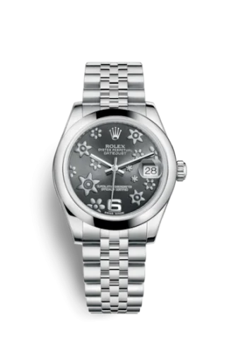 Rolex - 178240-0039 Datejust 31 Stainless Steel Domed / Jubilee / Dark Rhodium Floral