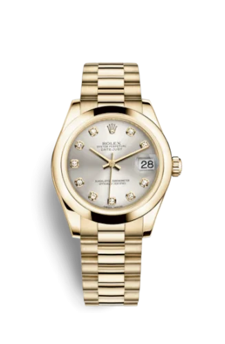 Rolex - 178248-0039 Datejust 31 Yellow Gold Domed / President / Silver Diamonds