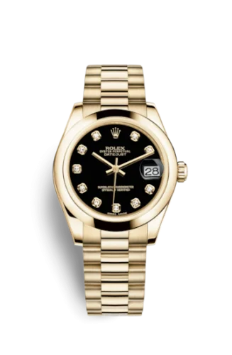 Rolex - 178248-0050 Datejust 31 Yellow Gold Domed / President / Black Diamond