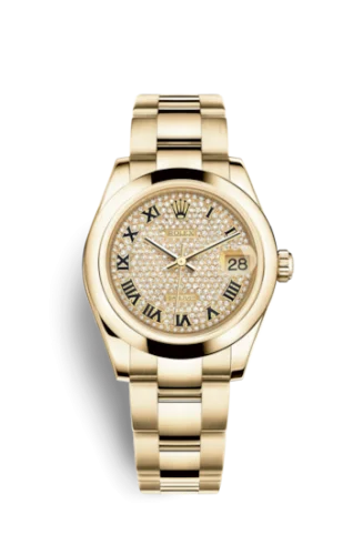 Rolex - 178248-0056 Datejust 31 Yellow Gold Domed / Oyster / Paved Roman