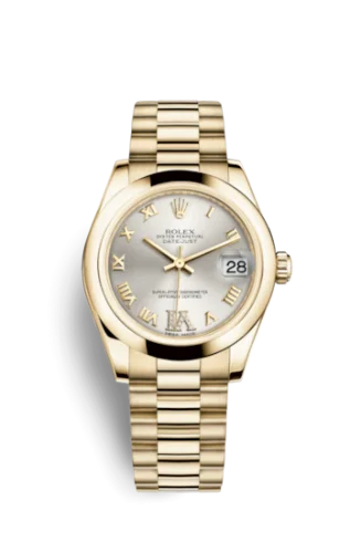 Rolex - 178248-0083 Datejust 31 Yellow Gold Domed / President / Silver Roman