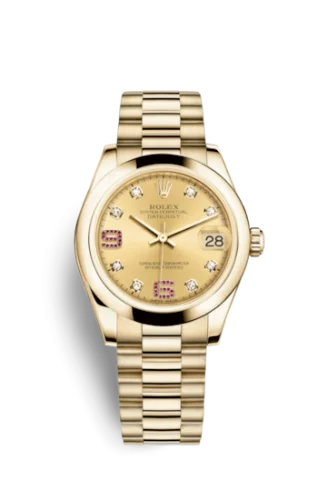 Rolex - 178248-0088 Datejust 31 Yellow Gold Domed / President / Champagne Diamond