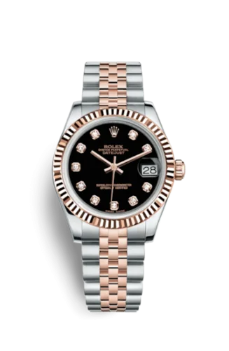 Rolex - 178271-0017 Datejust 31 Rolesor Everose Fluted / Jubilee / Black Diamond