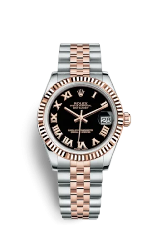 Rolex - 178271-0065 Datejust 31 Rolesor Everose Fluted / Jubilee / Black Roman