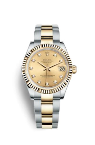 Rolex - 178273-0018 Datejust 31 Rolesor Yellow Fluted / Oyster / Champagne Diamond