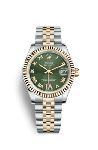 Rolex - 178273-0090 Datejust 31 Rolesor Yellow Fluted / Jubilee / Olive Green Roman