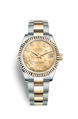 Rolex - 178273-0093 Datejust 31 Rolesor Yellow Fluted / Oyster / Champagne Floral