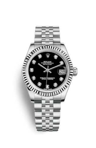 Rolex - 178274-0014 Datejust 31 Stainless Steel Fluted / Jubilee / Black - Diamond
