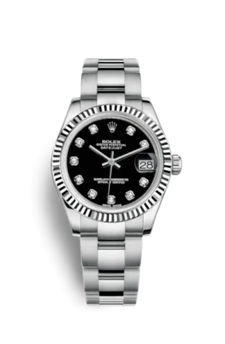 Rolex - 178274-0058 Datejust 31 Stainless Steel Fluted / Oyster / Black - Diamond
