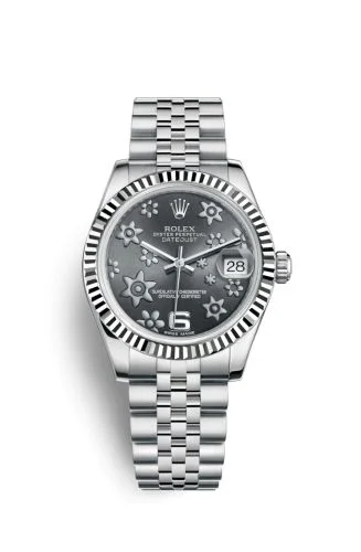Rolex - 178274-0092 Datejust 31 Stainless Steel Fluted / Jubilee / Dark Rhodium Floral