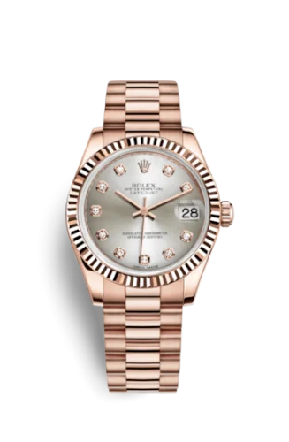 Rolex - 178275f-0005 Datejust 31 Everose Fluted / President / Silver Diamond