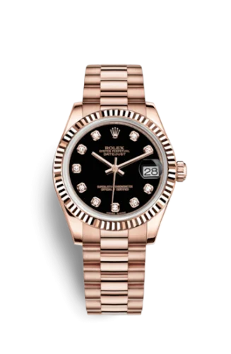 Rolex - 178275f-0020 Datejust 31 Everose Fluted  President Black Diamonds