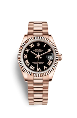 Rolex - 178275f-0030 Datejust 31 Everose Fluted / President / Black Roman