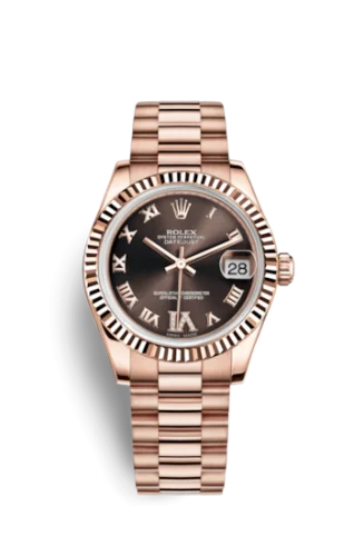 Rolex - 178275f-0031 Datejust 31 Everose Fluted / President / Chocolate Roman