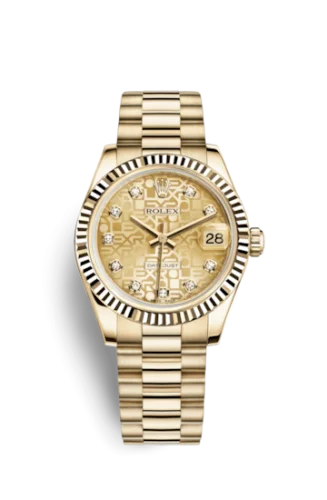 Rolex - 178278-0021 Datejust 31 Yellow Gold Fluted / President / Champagne Computer