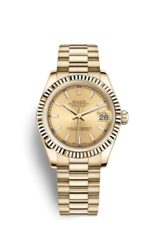 Rolex - 178278-0025 Datejust 31 Yellow Gold Fluted / President / Champagne