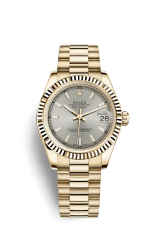 Rolex - 178278-0028 Datejust 31 Yellow Gold Fluted / President / Silver