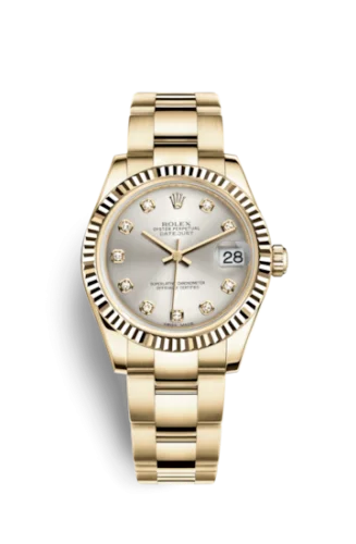 Rolex - 178278-0037 Datejust 31 Yellow Gold Fluted / Oyster / Silver Diamond