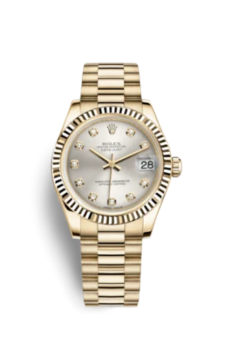 Rolex - 178278-0040 Datejust 31 Yellow Gold Fluted / President / Silver Diamond