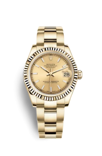 Rolex - 178278-0070 Datejust 31 Yellow Gold Fluted / Oyster / Champagne