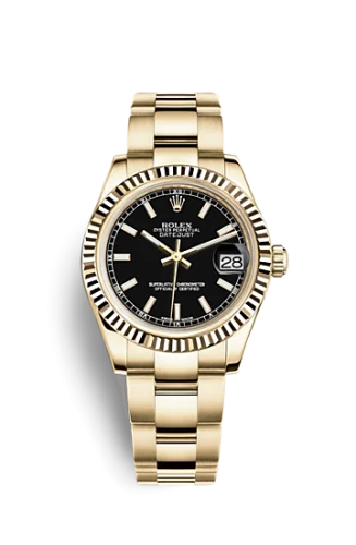Rolex - 178278-0106 Datejust 31 Yellow Gold Fluted / Oyster / Black