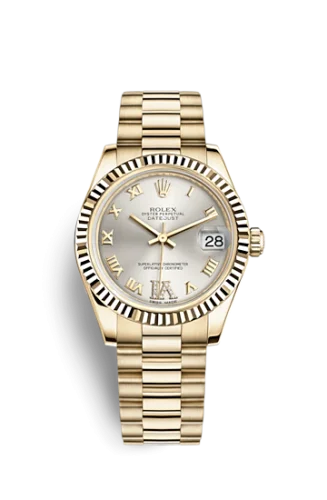Rolex - 178278-0121 Datejust 31 Yellow Gold Fluted / President / Silver Roman