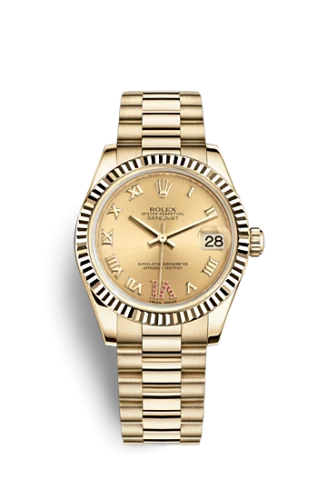 Rolex - 178278-0128 Datejust 31 Yellow Gold Fluted / President / Champagne Roman